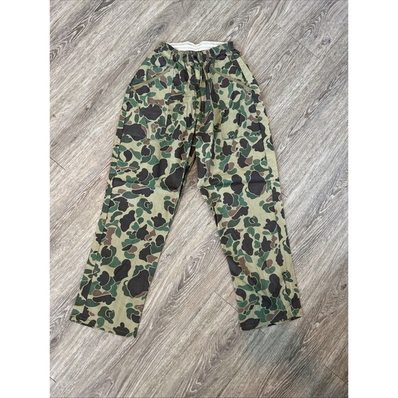 Vtg 1960s Usa Made Frog skin Camo Hunting Duck Camo Over Trousers Liner Size M - Picture 1 of 7